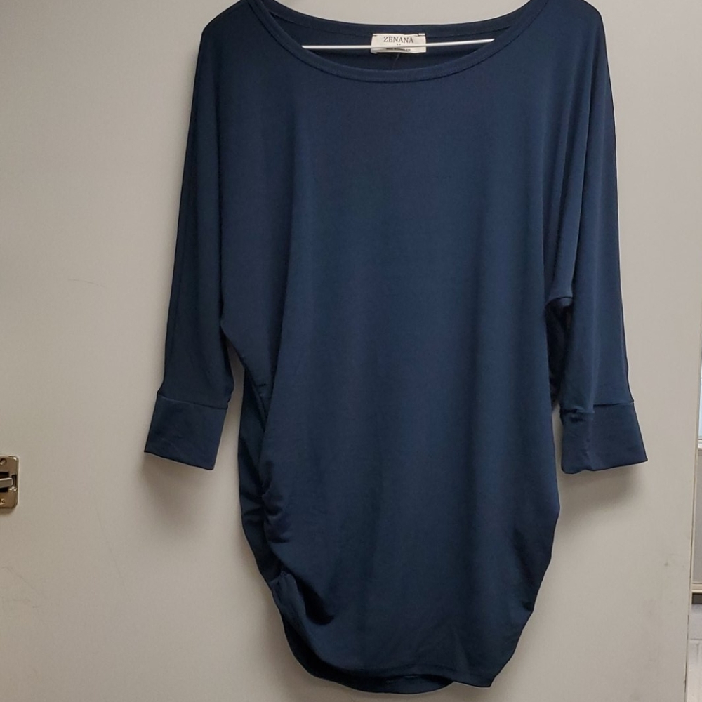 New Zenana Navy Doman 3/4 length sleeve top sz M